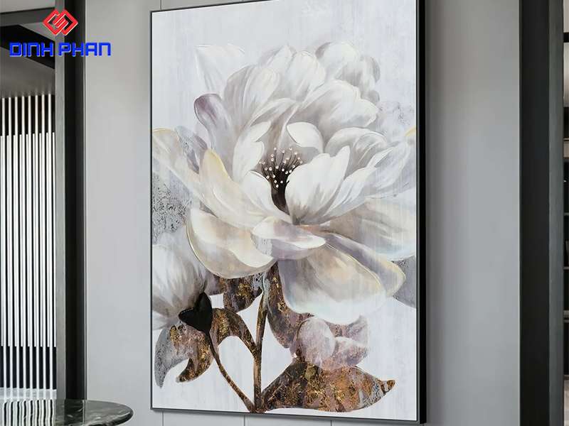 tranh canvas phong thủy hoa sen trắng