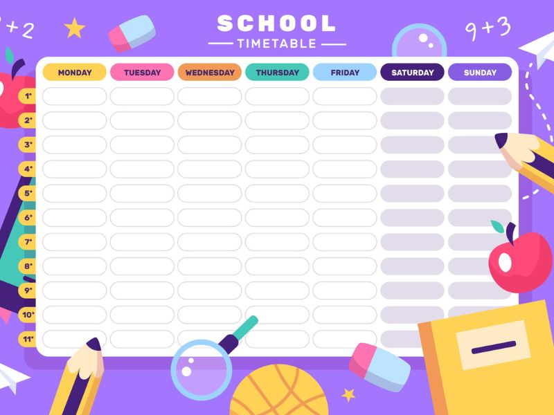 Tải 10 Mẫu Thời Khóa Biểu Vector Đẹp, Link GG Drive