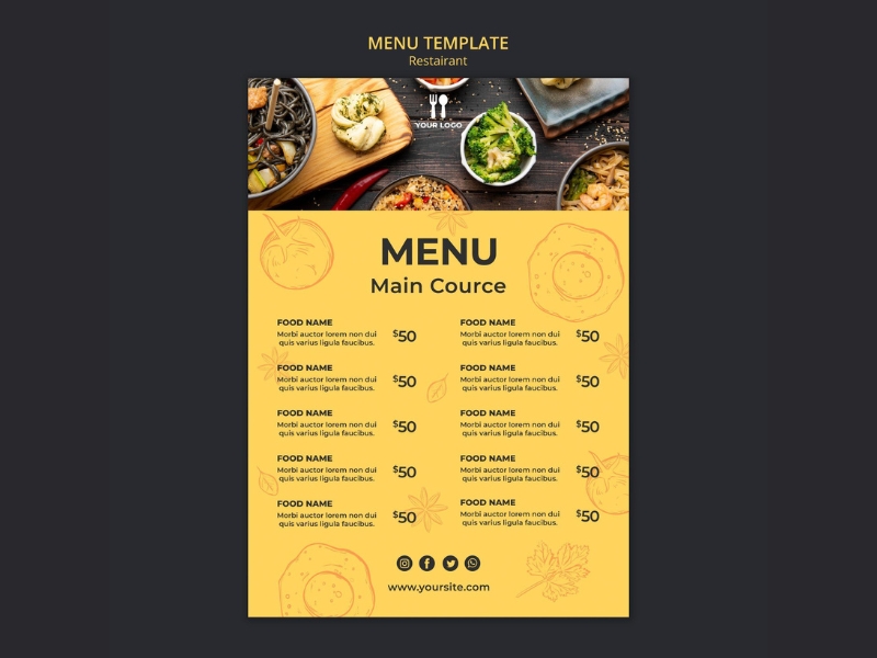 Mẫu Menu Nhà Hàng