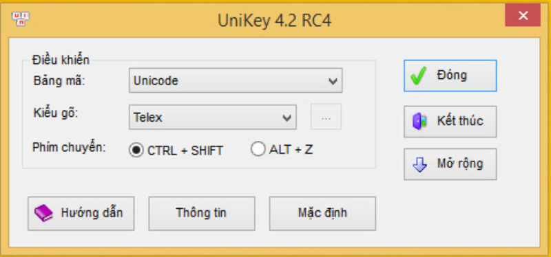 Giao Diện Phần Mềm Unikey 4.2