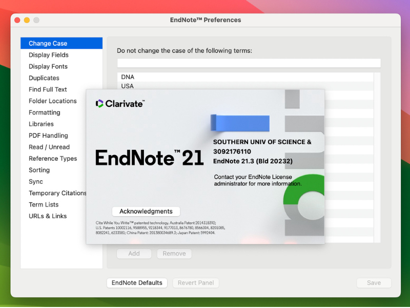 Cấu hình để tải EndNote 21