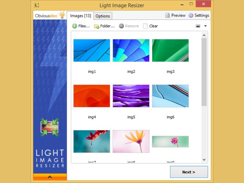 Tính năng của Light Image Resizer