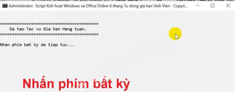 nhấn phím bất kỳ để thoát