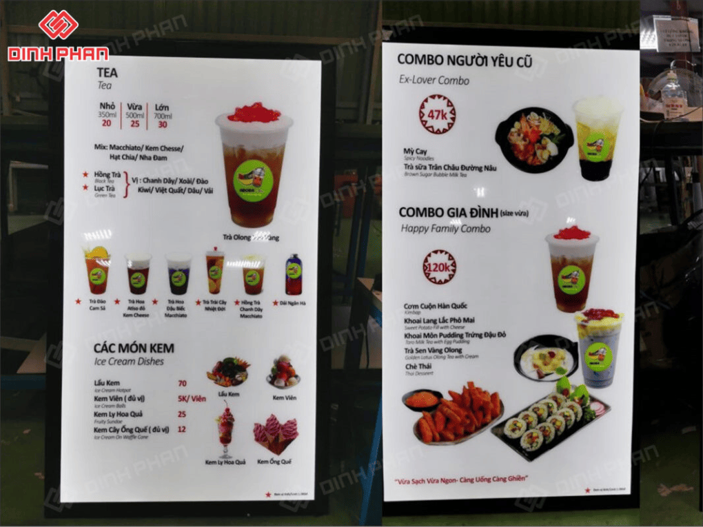 in UV menu chất liệu mica