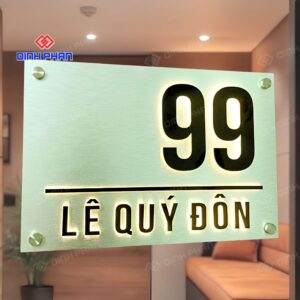 Biển số nhà có đèn led Alu trắng xước số nổi sang trọng 9 bien so nha co den led 2