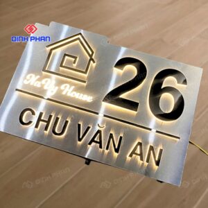 Alternative view of Biển số nhà có đèn led Alu trắng xước số nổi sang trọng