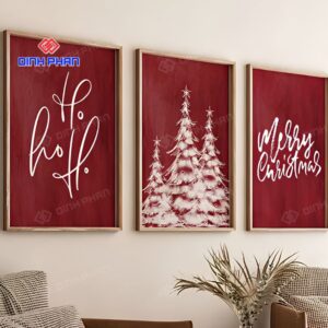 Bộ 3 tranh treo tường Giáng Sinh đẹp, tạo không khí ấm áp cho không gian 8 bo 3 tranh treo tuong giang sinh