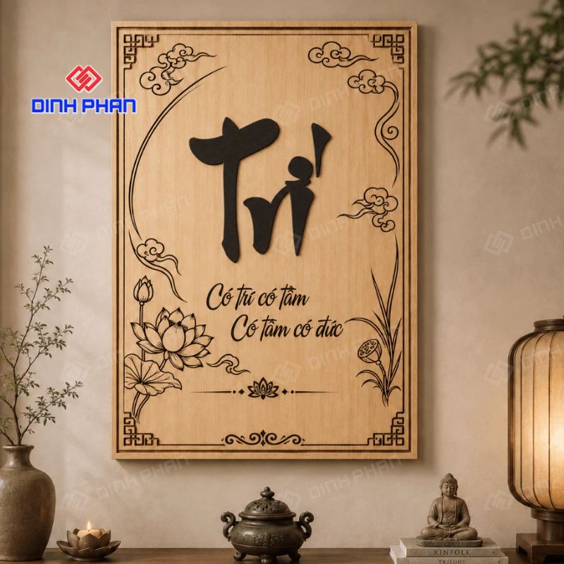 Tranh chữ gỗ theo yêu cầu đẹp, thiết kế riêng cho nhiều không gian 14 tranh chu go theo yeu cau 1 1
