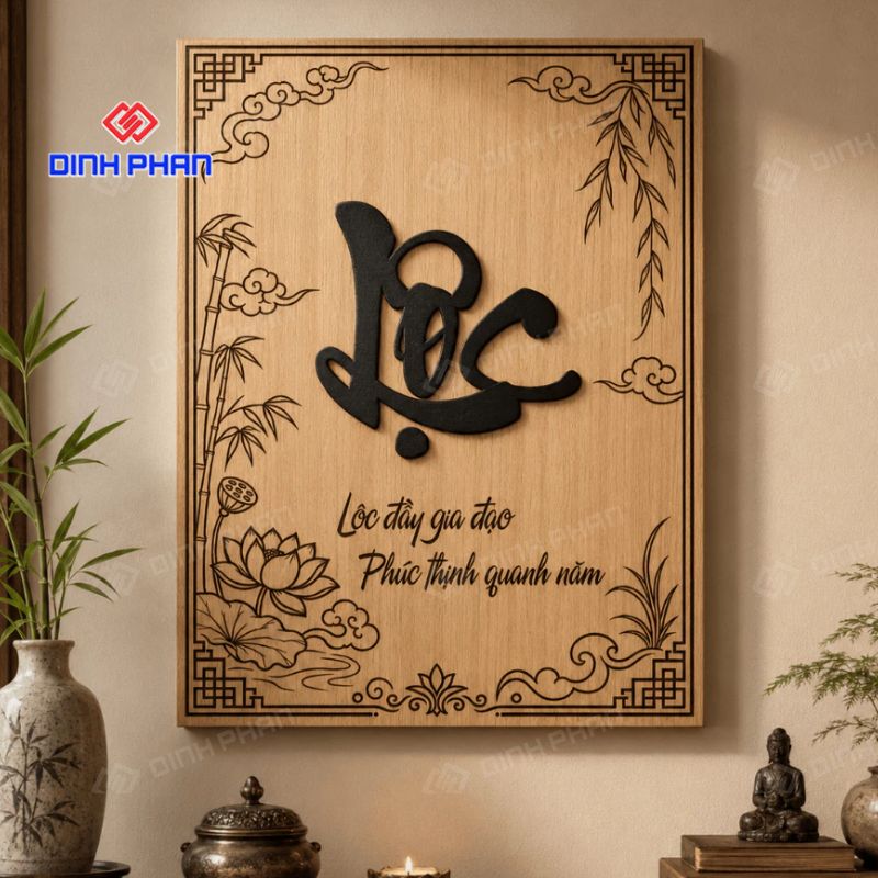 Tranh chữ gỗ theo yêu cầu đẹp, thiết kế riêng cho nhiều không gian 15 tranh chu go theo yeu cau 2